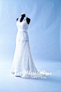 305W001 MR Halter Lace Aline Wedding Dress Designer Malaysia