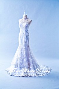 305W010 AL Trumpet Halter Lace Oriental collar Wedding Dress Designer Malaysia