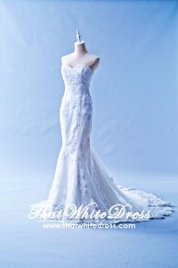 401W002 Trumpet Lace Heart shape Tube Single Tier Wedding Dress Designer Malaysia