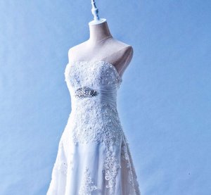 401W022 MR A Line Lace Long Waist Crystal Bust Top Malaysia Wedding Dress Designer Rental