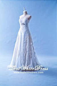 401W022 MR A Line Lace Long Waist Crystal Bust Wedding Dress Designer Malaysia