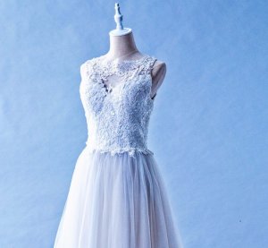 401W023 401W023 MR Illusioned Lace neckline Princess Top Malaysia Wedding Dress Designer Rental