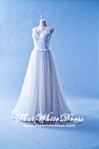 401W023 401W023 MR Illusioned Lace neckline Princess Wedding Dress Designer Malaysia