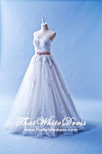 401WL003 HH A Line Sequins Heart Floor length Wedding Dress Designer Malaysia