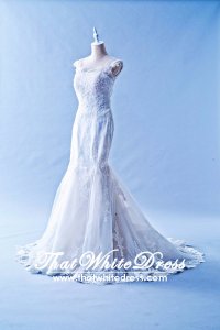 412W05 MM Strap Trumpet Cap Sleeves Wedding Dress Designer Malaysia