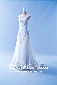 601W06 QD Straight Tube A line Long Lace Train Wedding Dress Designer Malaysia