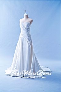 603CS01 CS Sweet Heart Pleated Satin A line Shalini Wedding Dress Designer Malaysia