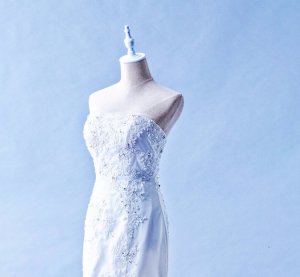 412W04 MM Tube Trumpet Sheer panel Top Malaysia Wedding Dress Designer Rental