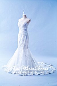 412W04 MM Tube Trumpet Sheer panel Wedding Dress Designer Malaysia