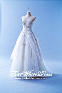 502W18 XJ Sweet Heart 3D Floral Motif Princess Wedding Dress Designer Malaysia