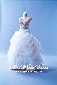 503W03 IS One Shoulder Illusion Bodice Princess Wedding Dress Designer Malaysia