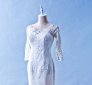 405WL03 Long Sleeves straight neck lace Plus Size Top Malaysia Wedding Dress Designer Rental