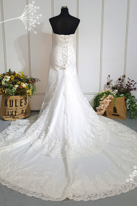 401W003 Trumpet Lace Heart Shape Tube Double Tier b Malaysia Wedding Dress rental