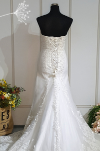 401W003 Trumpet Lace Heart Shape Tube Double Tier d Malaysia Wedding Dress rental