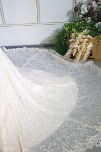 408W11 LL Berta Low back Sequin Trumpet Chantily Lace h