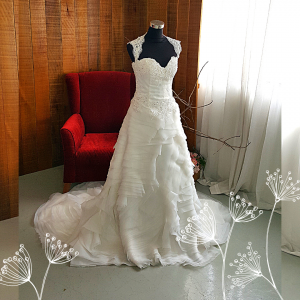 412W02 Strap MM Vera Lace top A line Wedding Dress rental Princess