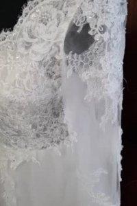 24 French Chantilly Lace and Alencon Corded Lace Long Sleeves Ivory Wedding Dress A line Flare Baju pengantin Kahwin Malaysia Muslimah Sanding