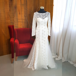 52 Long sleeves bateau boat neck Lace French floral guipure Lace Trumpet Mermaid Church ROM Wedding Dress Rental Gaun Baju Pengantin Muslimah Kahwin Nikah Sanding Malaysia Kuala Lumpur Petaling Jaya