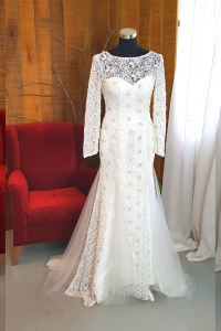 52 Long sleeves bateau boat neck Lace French floral guipure Lace Trumpet Mermaid Church ROM Wedding Dress Rental Gaun Baju Pengantin Muslimah Kahwin Nikah Sanding Malaysia Kuala Lumpur Petaling Jaya