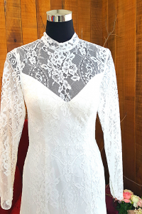 42 Long sleeves high collar neck Lace French Chantilly Baroque Lace Garden Beach ROM Wedding Dress Rental Gaun Baju Pengantin Muslimah Kahwin Nikah Sanding Malaysia Kuala Lumpur Petaling Jaya