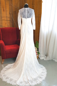 40 Long sleeves illusion neck Lace French Chantilly Lace Garden Beach ROM Wedding Dress Rental Gaun Baju Pengantin Muslimah Kahwin Nikah Sanding Malaysia Kuala Lumpur Petaling Jaya