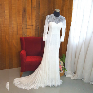 38 Long sleeves illusion neck Lace French Chantilly Lace Garden Beach ROM Wedding Dress Rental Gaun Baju Pengantin Muslimah Kahwin Nikah Sanding Malaysia Kuala Lumpur Petaling Jaya