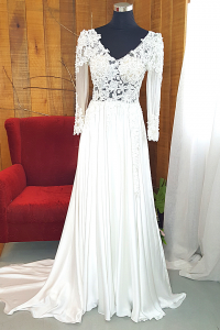 22 Long sleeves V Neck Berta Bride Silk Chiffon Lace Garden Wedding Dress Rental Gaun Baju Pengantin Muslimah Kahwin Nikah Sanding Malaysia Kuala Lumpur Petaling Jaya