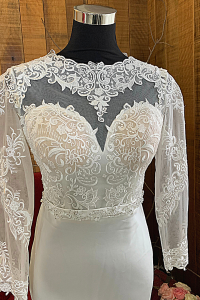 39 Minimalist Berta Long Sleeves Belgian Guipure Lace Lace Sheath Straight Cut in Silk Satin Wedding Dress Gaun Baju Pengantin Muslimah Kahwin Nikah Sanding Malaysia Kuala Lumpur Petaling Jaya