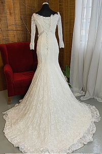 26 Off Shoulder Long Sleeves French Chantilly Lace Gaun Baju Pengantin Muslimah Kahwin Nikah Sanding Malaysia Kuala Lumpur Petaling Jaya