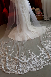 64 Premium Bride Wedding Veil Plain Soft Tulle Veil Short Long Cathedral FingerTip Full French Lace/Veil Tudung Pengantin Nikah Sanding Wedding Dress Malaysia Kahwin