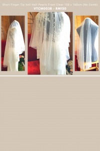 8 VTCM003b Premium Bride Wedding Veil Plain Soft Tulle Veil Short FingerTip with Pearls /Veil Tudung Pengantin Nikah Sanding High Quality