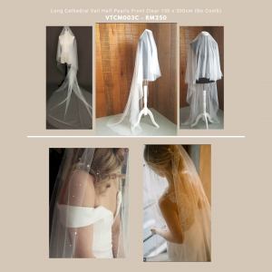 9 VTCM003c Pearls Premium Bride Wedding Veil Plain Soft Tulle Veil Short Finger Tip/Veil Tudung Pengantin Nikah Sanding Hair Accessories