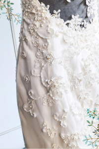 412W16 LL Illusion back asymetrical lace wedding gown malaysia rental button sexy