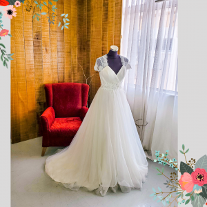 504WL02 CS Cap Sleeves Princess Plus A line Wedding Gown Rental