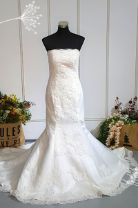 601W01 SG Straight Tube Trumpet lace wedding dress strapless a