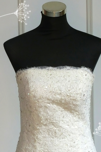 601W01 SG Straight Tube Trumpet lace wedding dress strapless b