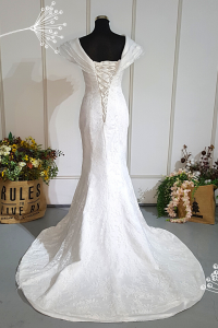 609DNW02 DN off shoulder Rose  Trumpet mermaid wedding dress ruffle b