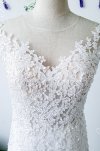 711LLW01 Celine illusion off shoulder guipure trumpet bride wedding dress Malaysia rental designer custom make