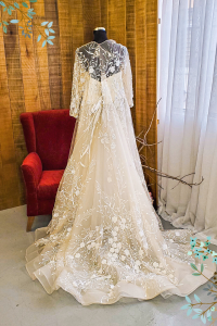 806LLWL01806LLWL01 Plus Size Sabrina LS Champagne V neck A line Floral Wedding Evening Dress rental Malaysia a Sabrina LS Champagne V neck A line Floral b