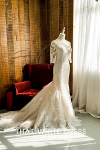 909BY05W02 Dara LS Beige trumpet Guipure lace h Bridal Gown Signature Designer Custom make rental Kuala Lumpur