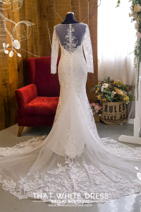 211BY10W02 Annabelle Long Sleeves Trumpet Floral lace mermaid button back c Baju Majlis Kahwin Nikah Sanding Malaysia tempah sewa