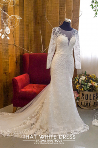 211BY10W02 Annabelle Long Sleeves Trumpet Floral lace mermaid button back d Gaun Pengantin Muslimah Malaysia sewa Kahwin Nikah