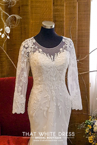 211BY11W01 Hailey Long Sleeves Lace Open Keyhole Back Trumpet b Baju Majlis Kahwin Nikah Sanding Malaysia tempah sewa