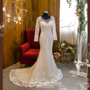 211BY11W01 Hailey Long Sleeves Lace Open Keyhole Back Trumpet a Baju Majlis Kahwin Nikah Sanding Malaysia tempah sewa