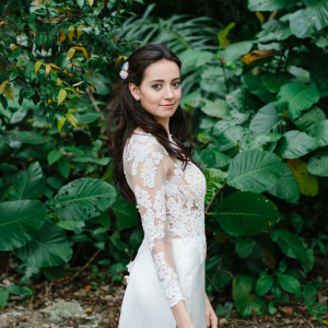 610CCW01 Long Sleeves Illusion Satin button back 7 Long Sleeves Bridal Dress Malaysia Rental, French Lace wedding Dress rental Malaysia, 