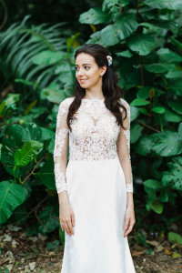 610CCW01 Long Sleeves Illusion Satin button back 12 Bride Wedding Gown Premium Designer Malaysia rental