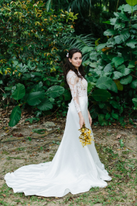 610CCW01 Long Sleeves Illusion Satin button back 6 Wedding Gown Designer Malaysia, Malay Bride Malaysia, Church Bride Malaysia, 