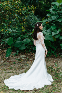 610CCW01 Long Sleeves Illusion Satin button back 8 Malay Wedding Dress Design Kuala Lumpur, Garden Wedding Malaysia, 