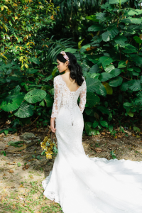 605LL02 LL Long Sleeves Illusion Lace Neck Low Back Tie 4 Malay Bride Malaysia, Baju Pengantin Majlis Kahwin Sewa Malaysia