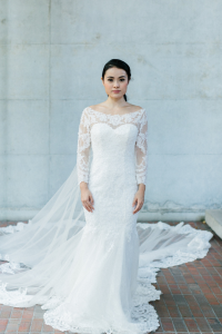 605LL03 LL Long Sleeves Illusion Back Zip Long Train 4